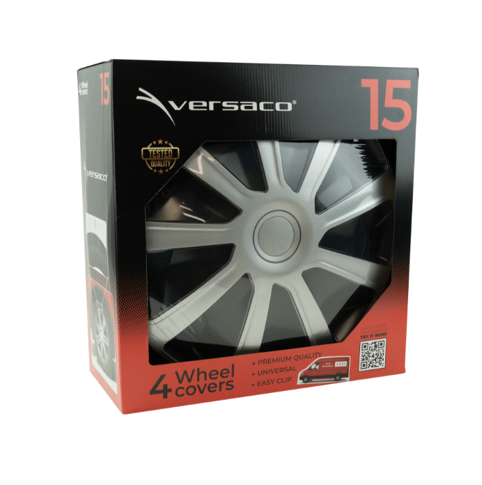 Commercial Wheel Trim For Citroen Despatch 15" Black & Silver Hub Cover Set of 4