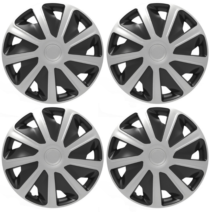 Commercial Wheel Trim For Vw Transporter T4 15" Black & Silver Hub Cover Set of 4